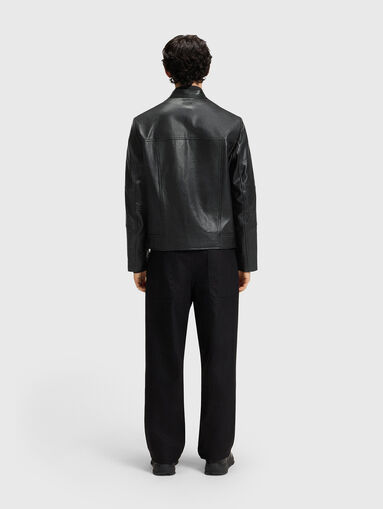 Slim fit jacket in grained leather - 3