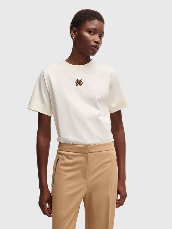 T-shirt with oval neckline and logo - 1