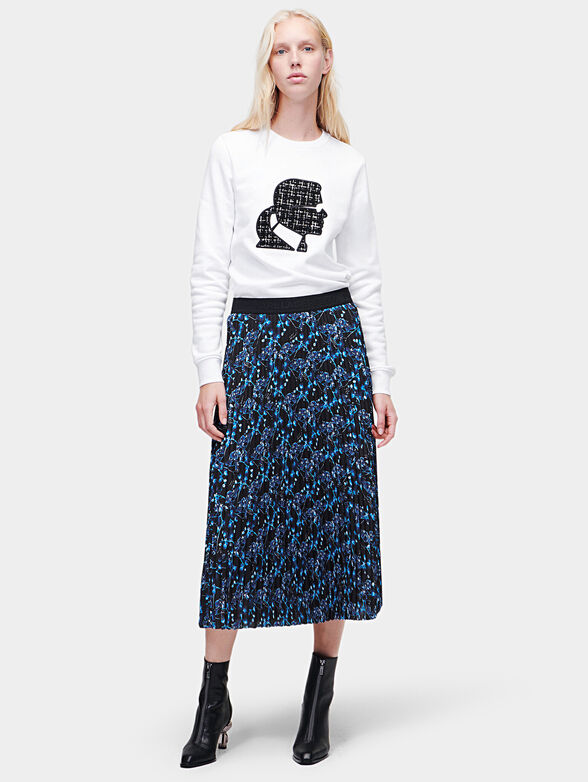 Pleated midi skirt with orchid print - 1