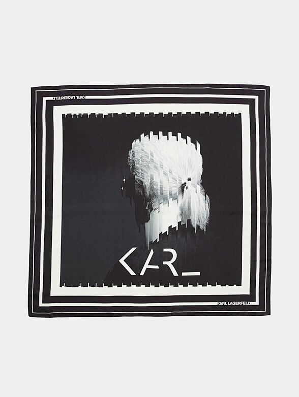 KARL LEGEND silk scarf with artistic print - 1