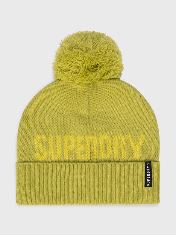 Knitted hat in coral color - 1