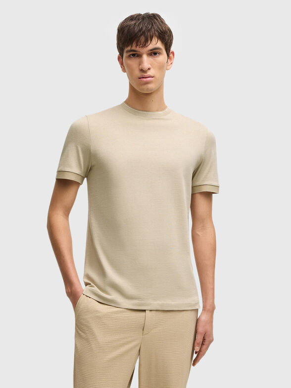 Cotton T-shirt with oval neckline - 1