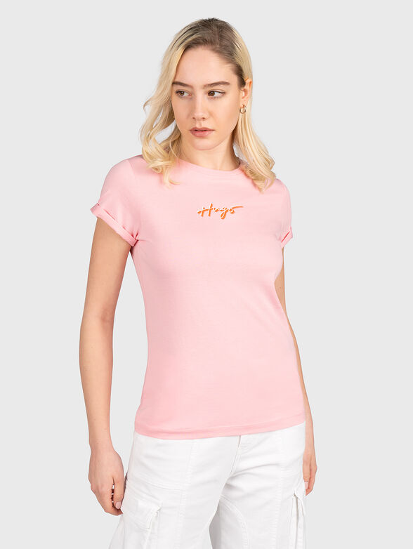 Black cotton T-shirt with logo accent - 1