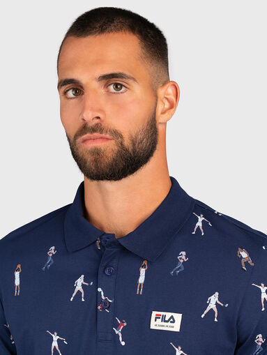 TARBES AOP polo shirt with print in dark blue - 5