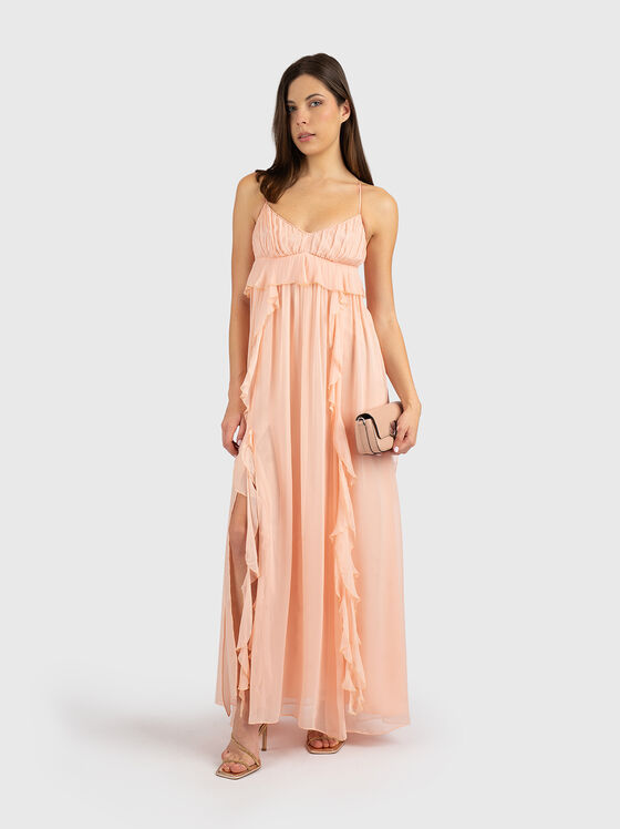 Макси рокля от жоржет с волани - 1