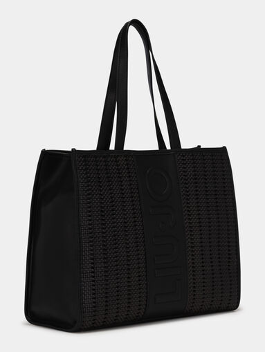 Black shopper bag with intertwined texture - 3