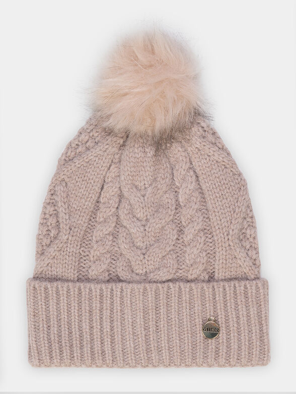 Knitted hat with pompom and logo detail - 1