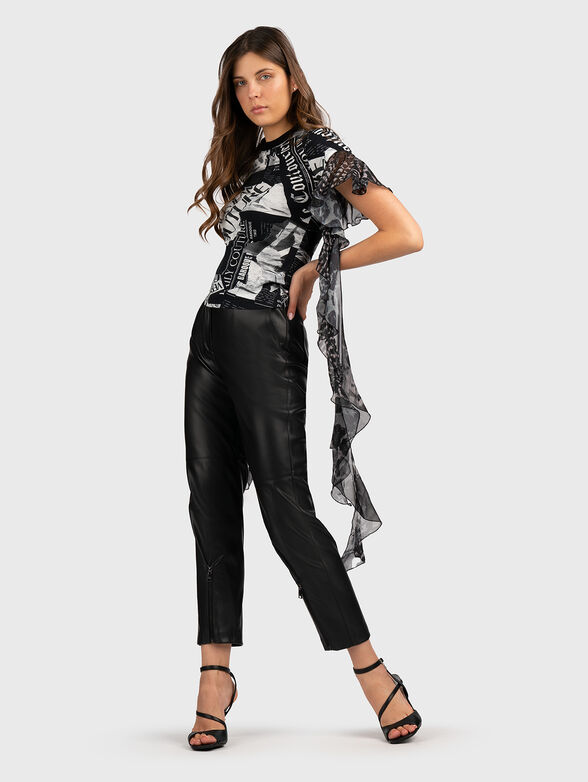 T-shirt with print and accent sleeves - 2