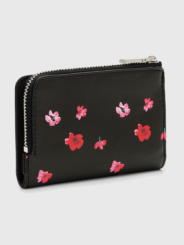 Small black wallet with floral print - 2