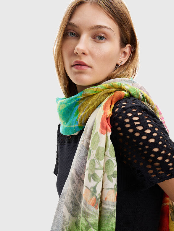 Scarf with multicolored print  - 2