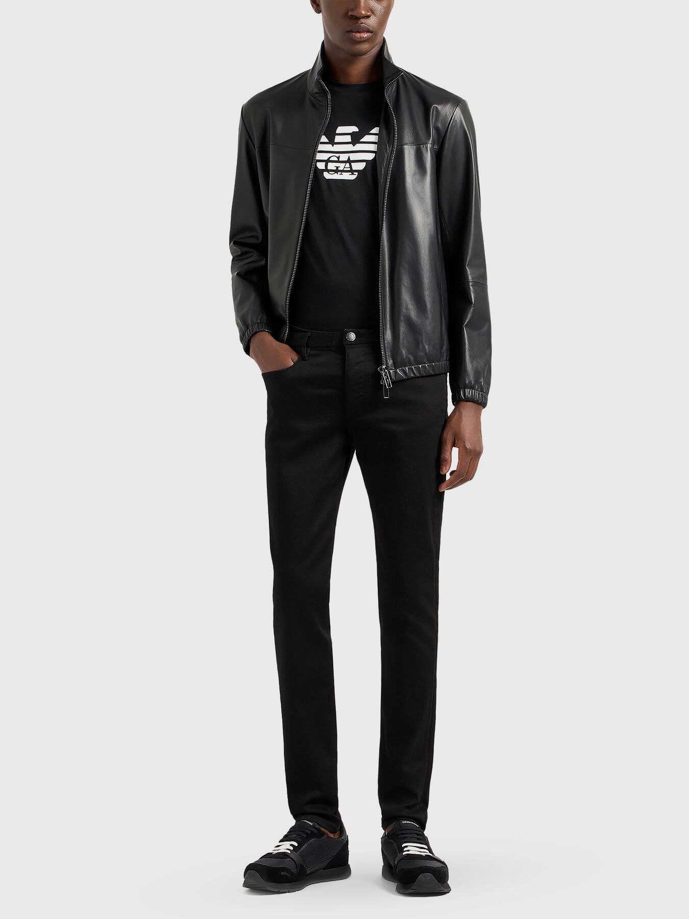 EMPORIO ARMANI ブラックレザージャケット Emporio Armani レザージャケット | ブラック | FARFETCH JP