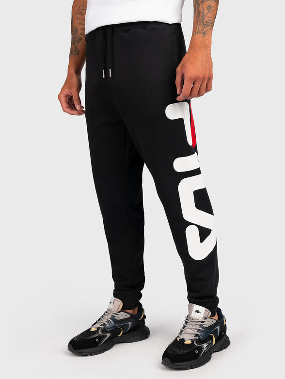 BRONTE black sports pants with contrast logo - 1