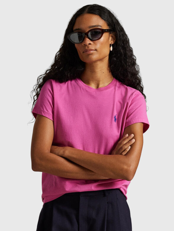 Cotton T-shirt with a oval neckline - 1