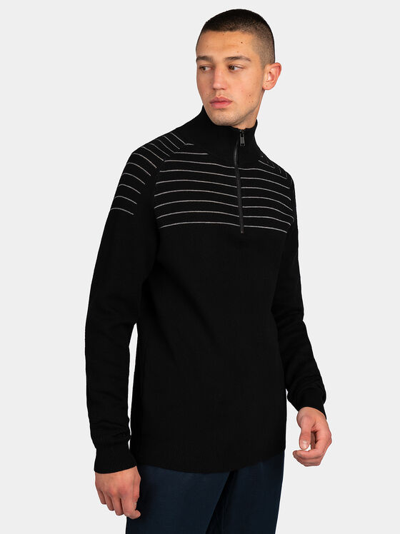 Пуловер KEGAN с цип и лого акцент - 1