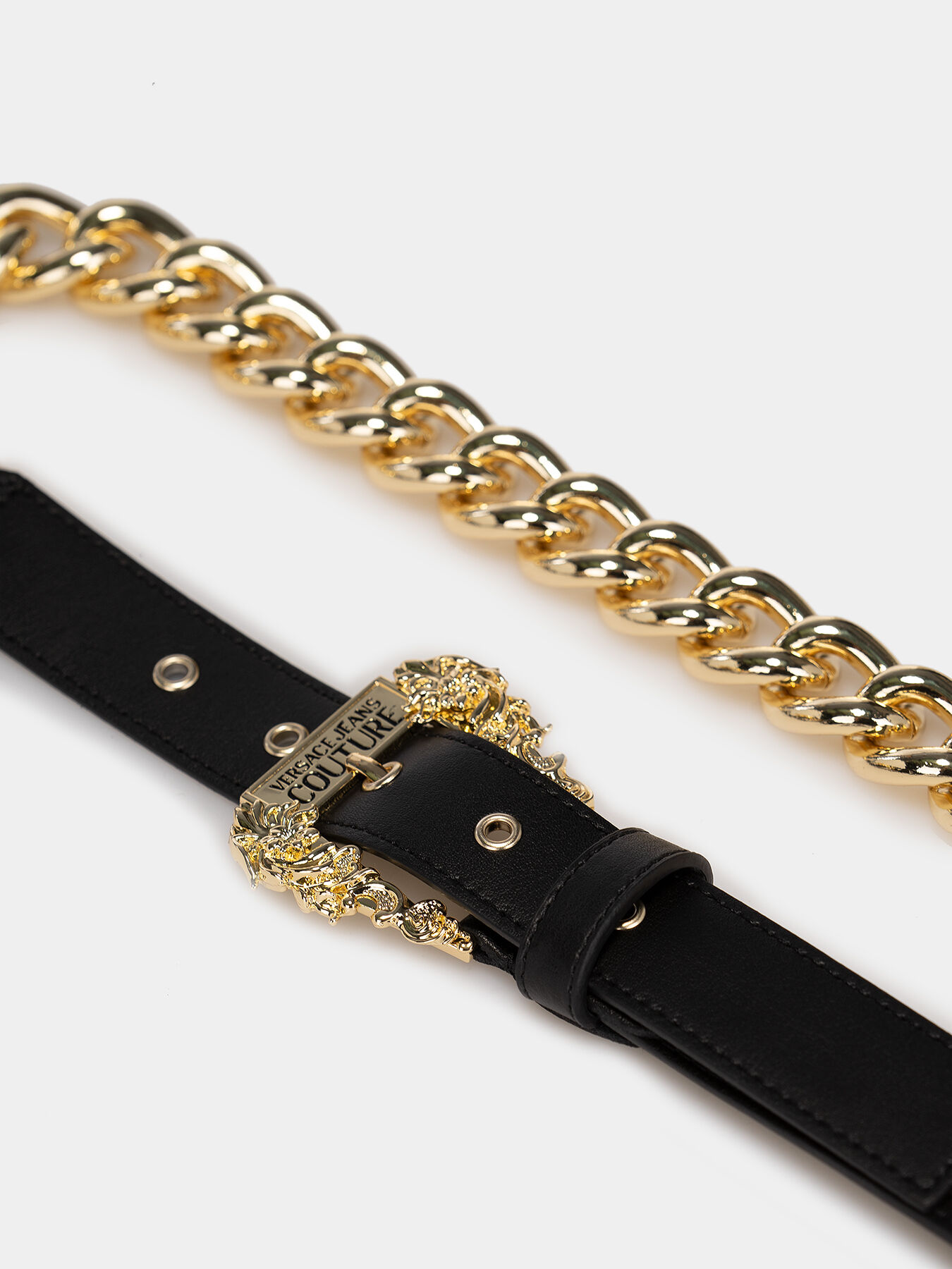 Black belt with golden buckle brand VERSACE JEANS COUTURE