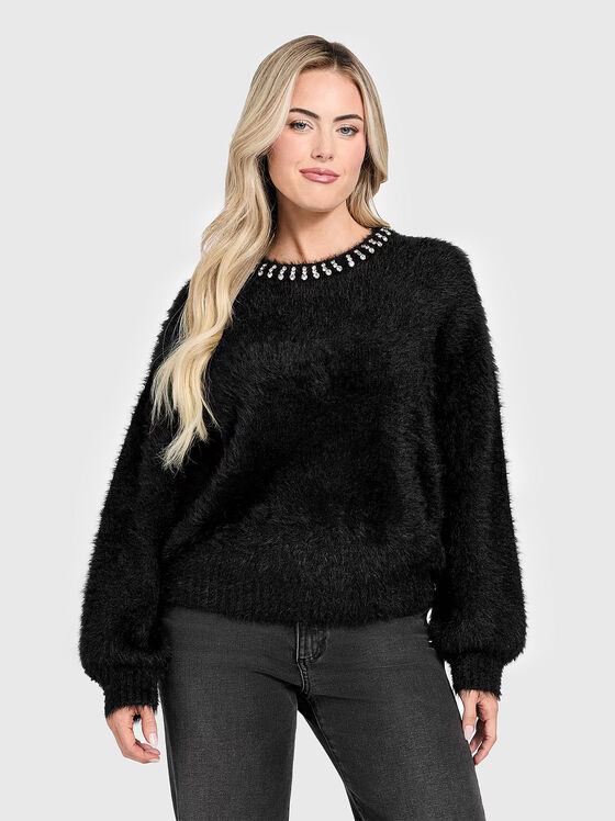 Пуловер ARISA с овално деколте и кристали - 1