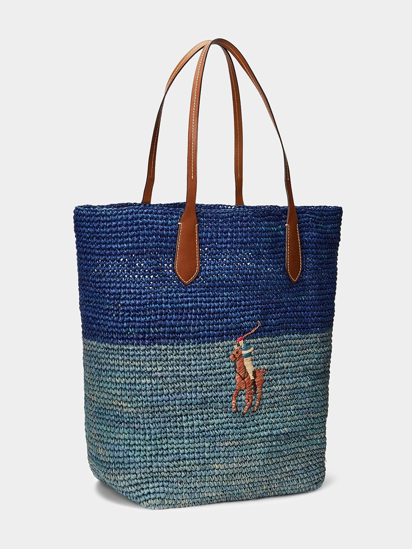 Tote bag with raffia texture and logo detail brand POLO