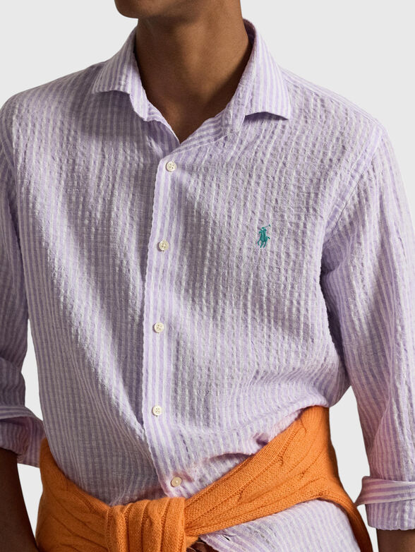 Striped cotton and linen shirt - 4