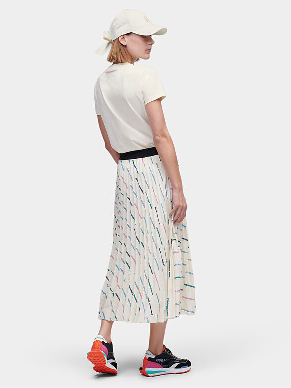 Pleated midi skirt with logo print - 2