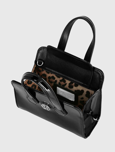Patent leater handbag in black  - 5