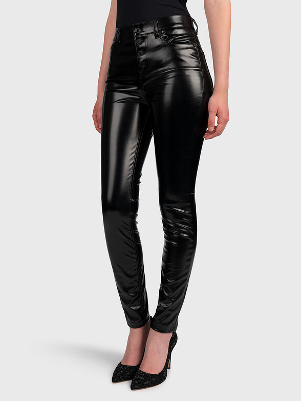 Black pants from faux leather - 1