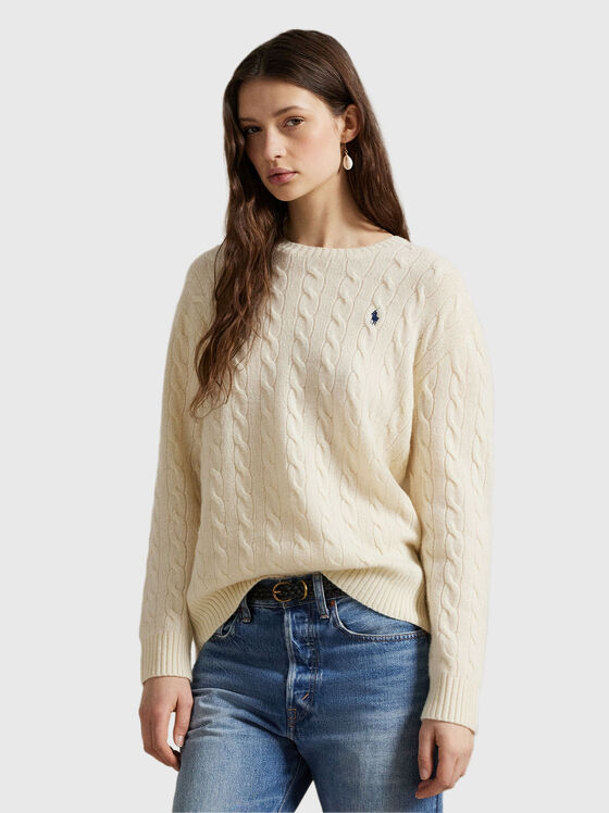 Cable wool-cashmere crewneck jumper - 1