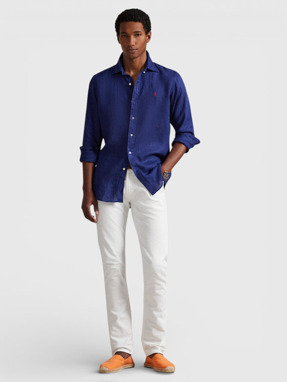 Navy blue linen shirt - 2