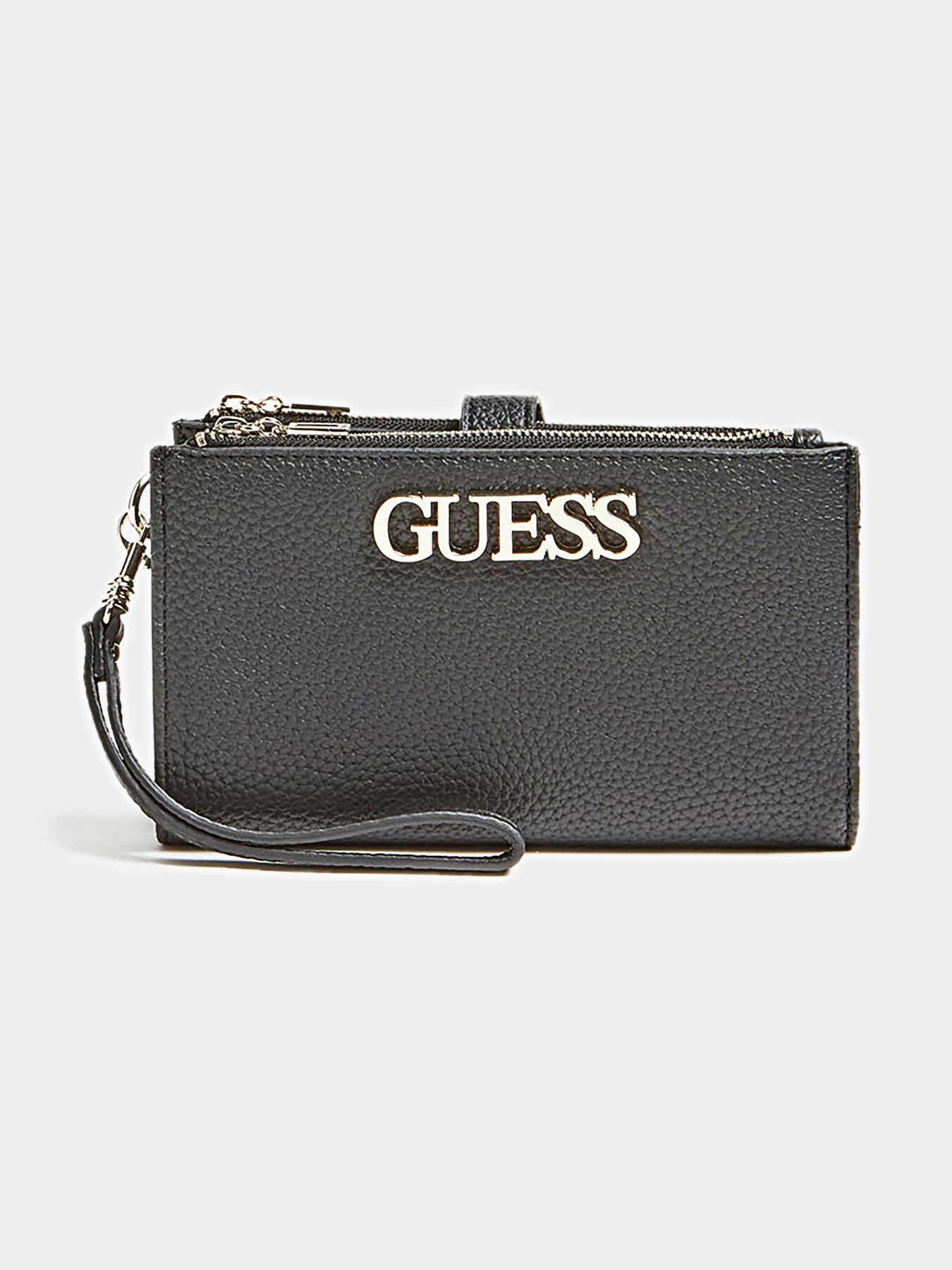 UPTOWN CHIC black wallet with wrist strap brand GUESS
