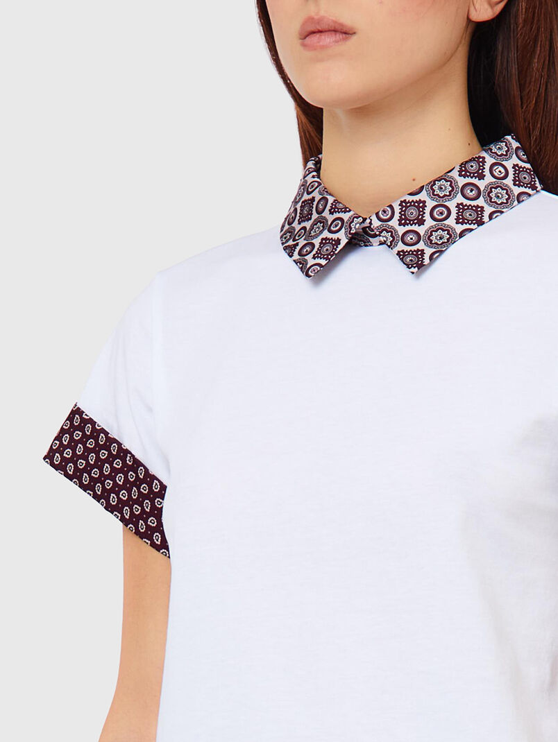 Cotton T-shirt with contrasting collar - 3