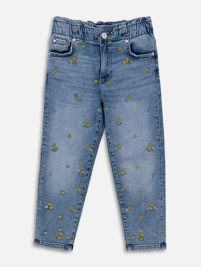 Blue jeans with multicolor embroideries - 1