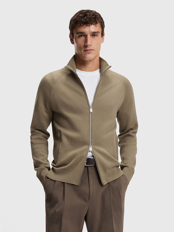 Wool and cotton cardigan with zip - 1