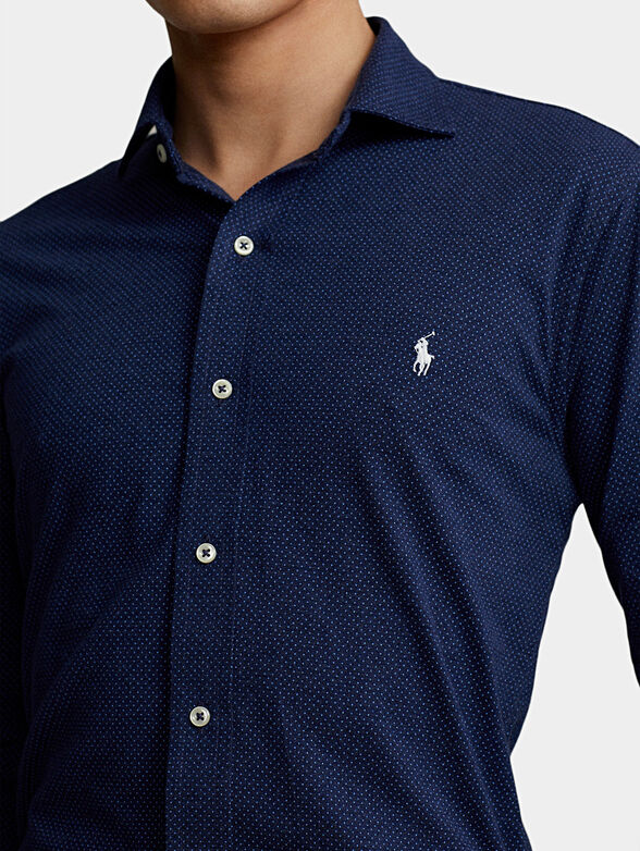 Cotton shirt in dark blue color - 4