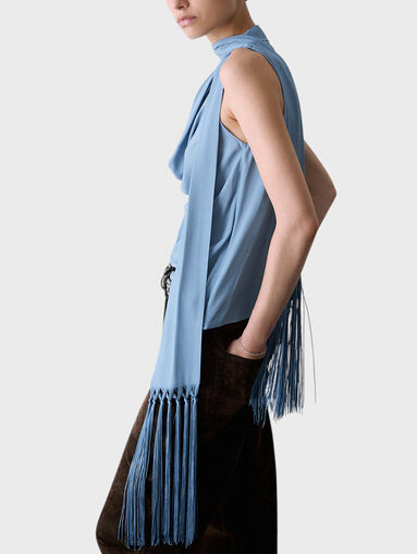 Blue top with a scarf - 4