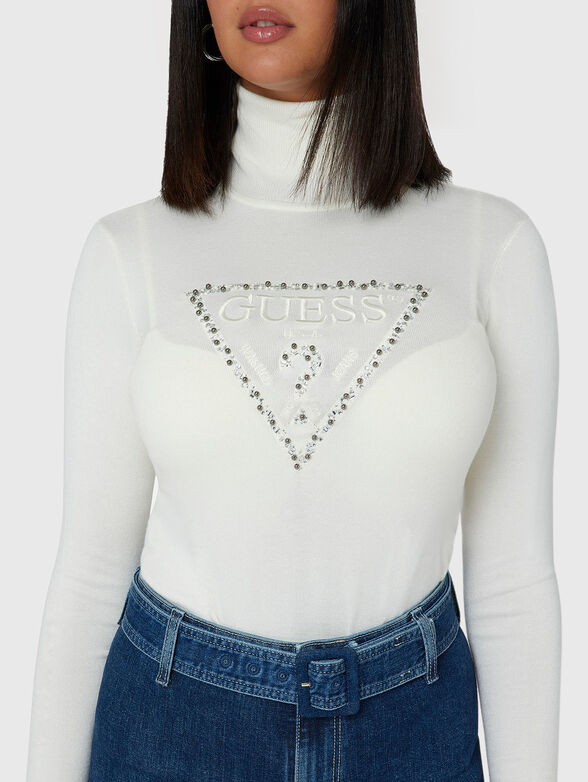 Black turtle neck weater with accent logo - 4