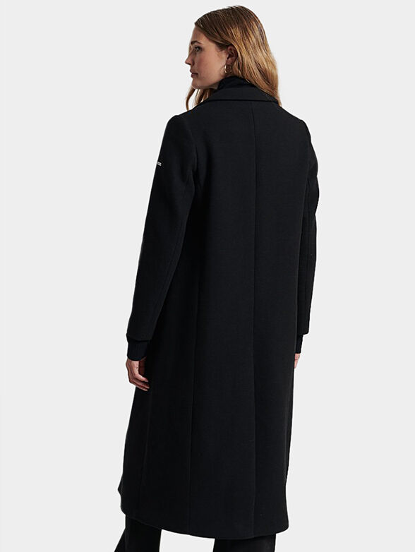 Long wool blend coat with logo detail - 3