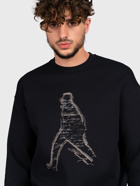 Dark blue sweatshirt with art detail - 4