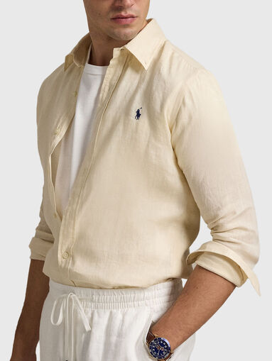 Linen shirt with logo embroidery - 4