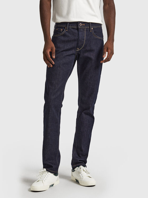 Dark blue jeans with contrast stitching - 1