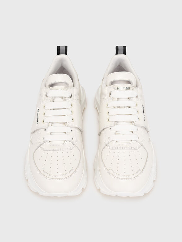 Leather sports shoes in ecru colour - 6