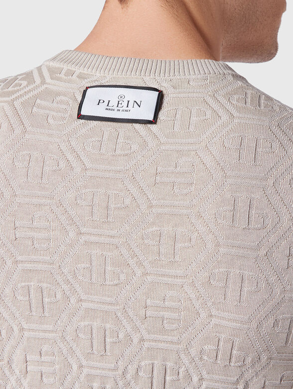 Beige sweater with monograms logo motifs - 3