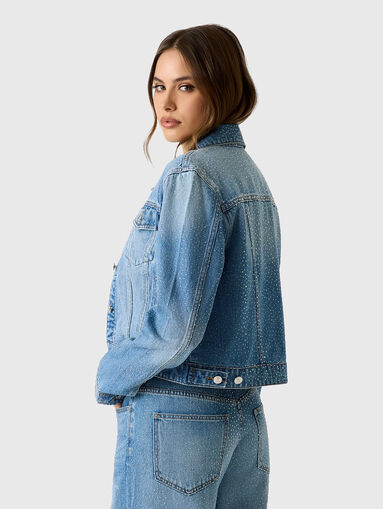 Denim jacket with crystal appliqu&eacute;s - 4