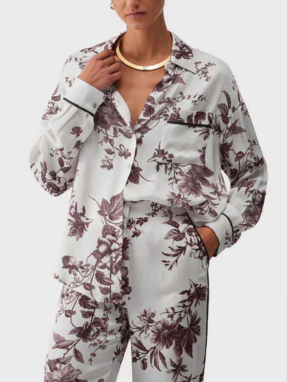 Satin shirt with floral print - 3
