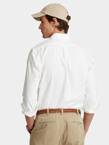 White cotton shirt with contrast logo embroidery - 3