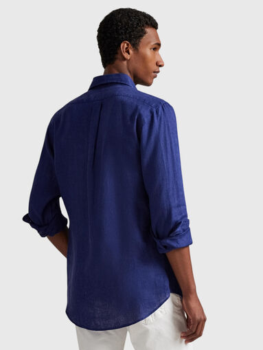 Navy blue linen shirt - 3