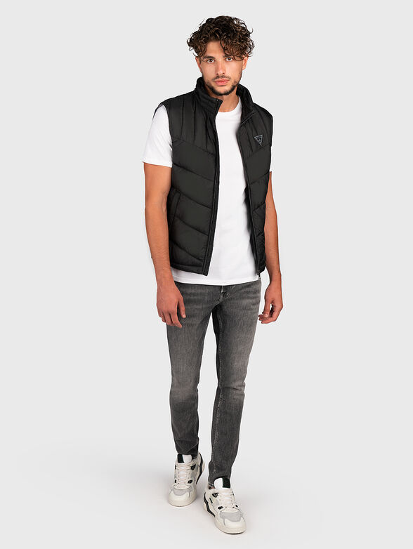 Padded vest with removable hood in black - 2