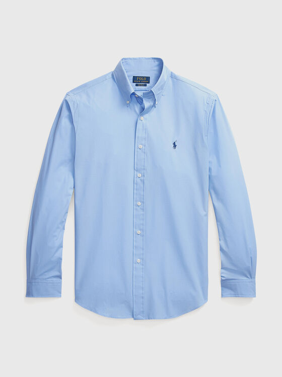 Риза с бродирано лого в син цвят  - 1