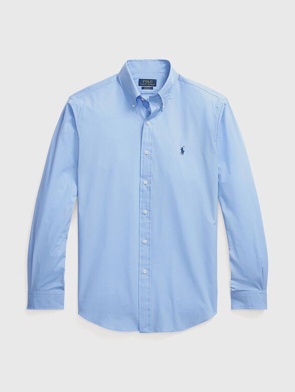 Embroidered logo shirt in blue  - 1