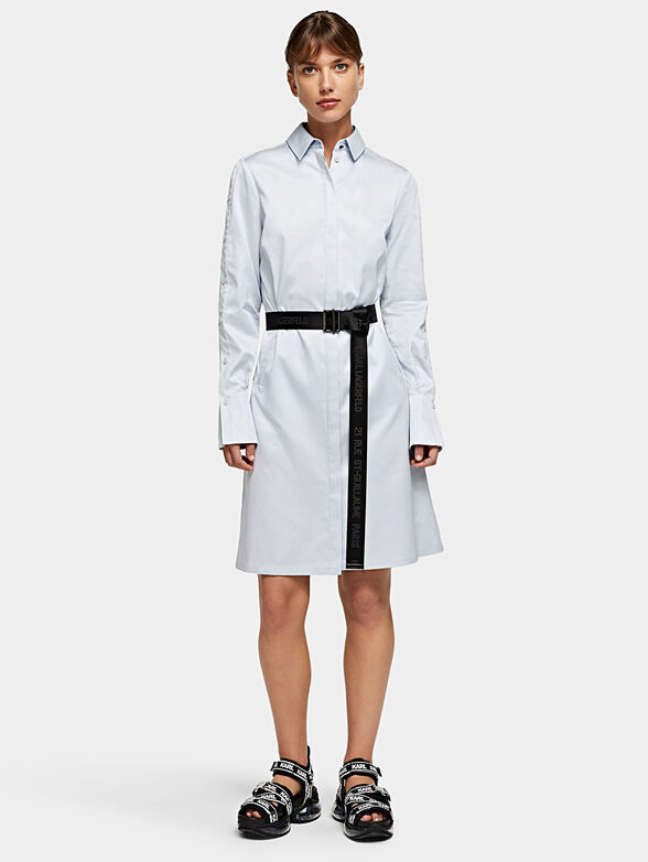 Poplin shirt dress with contrasting bel - 1