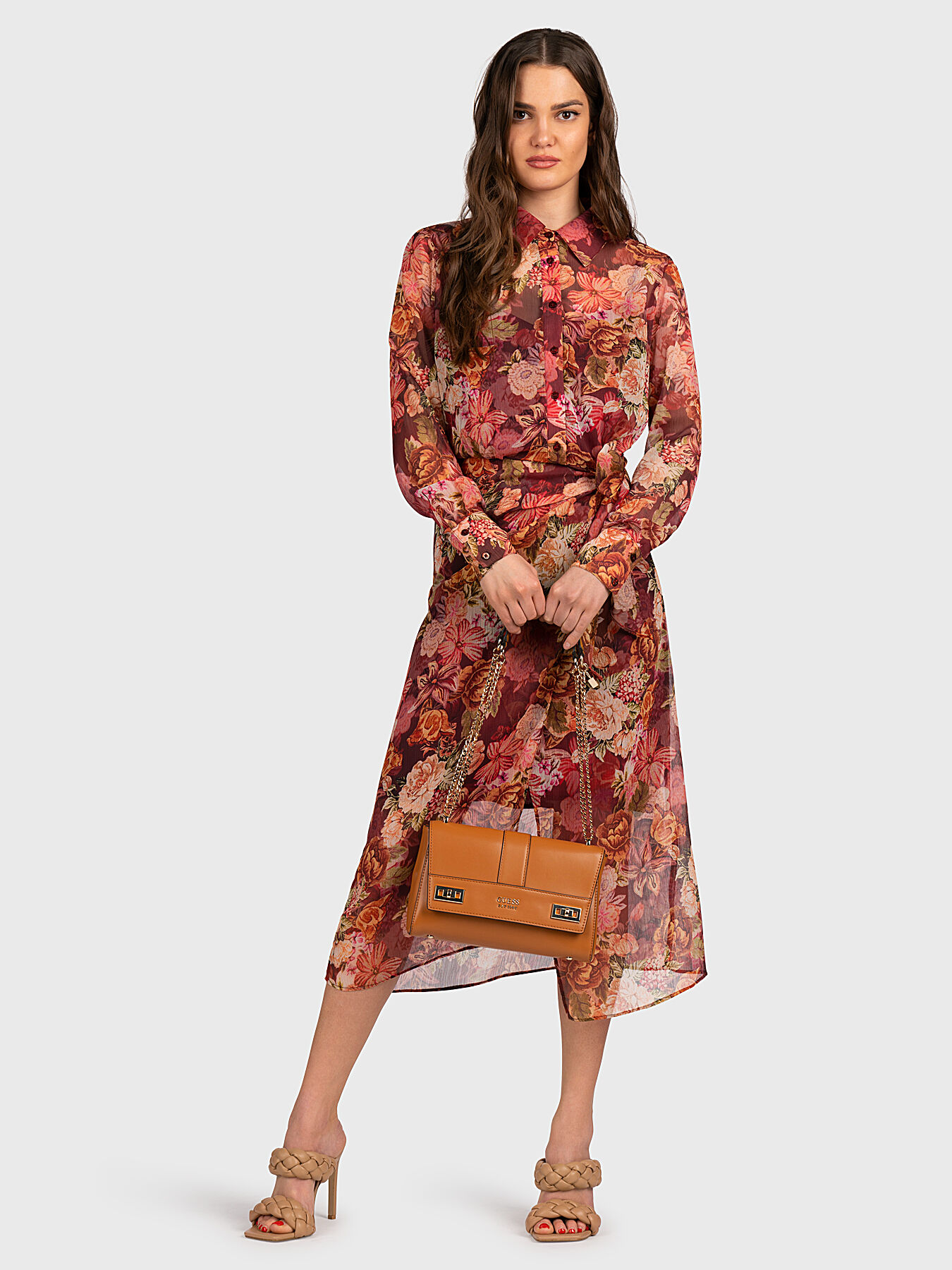 Guess jewel printed belted dress online