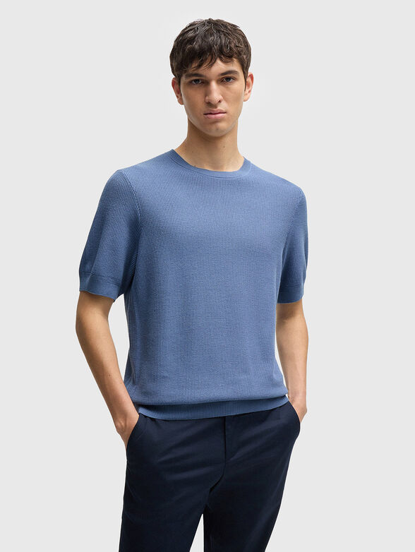 H-DALON sweater with short sleeves in blue colour - 1
